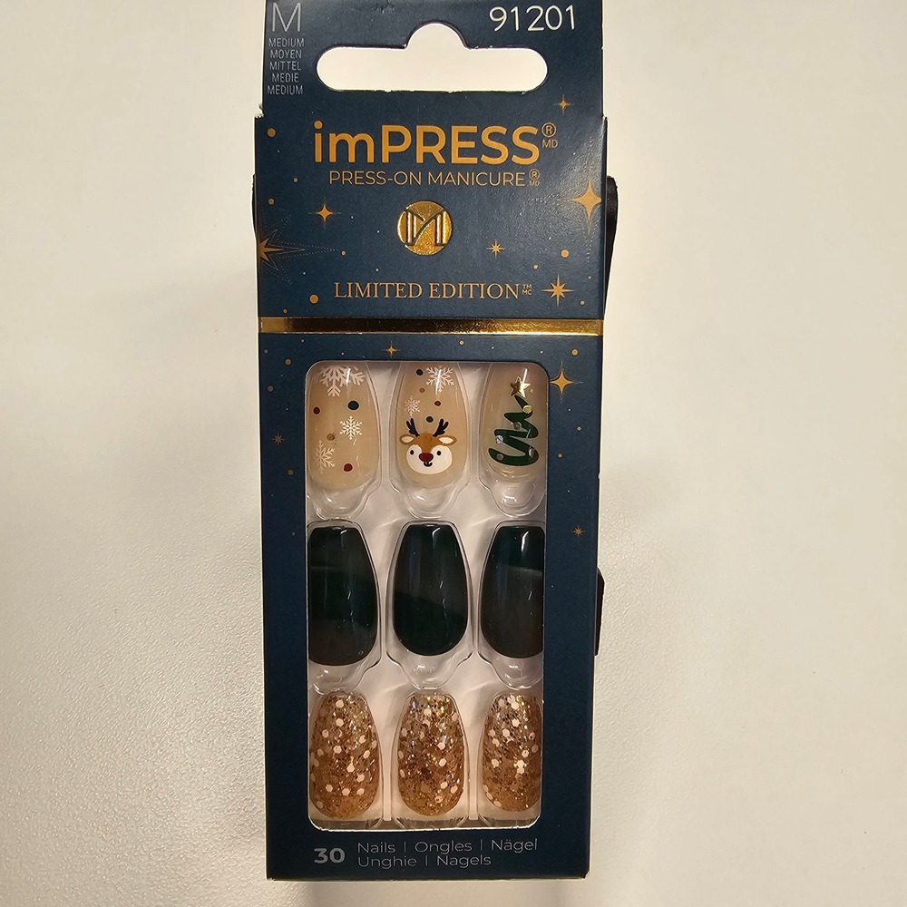 NEW imPRESS Press-On Manicure Medium Cozy Comfort Limited Edition Christmas